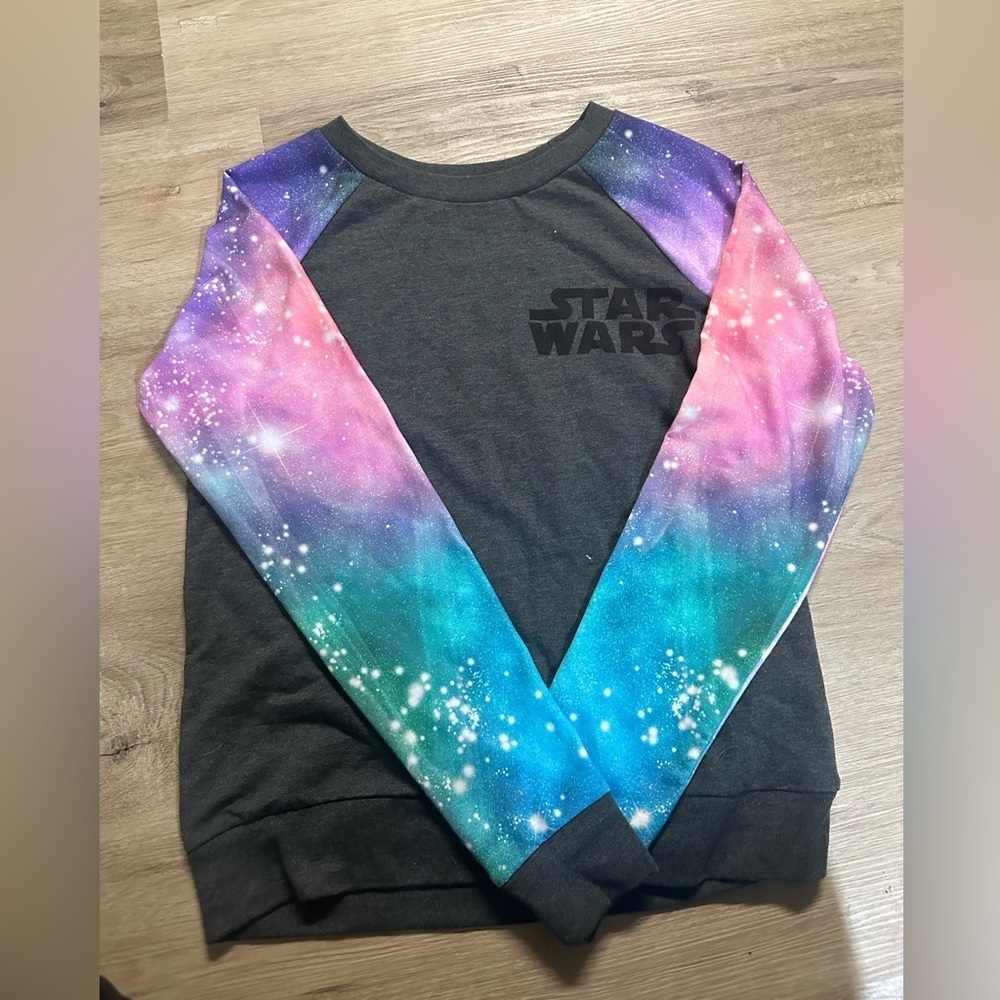 Star Wars Gray and Galaxy Print Arm Crewneck Darth Vader Size Small